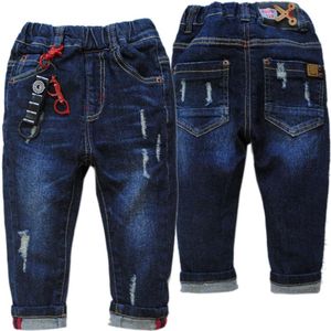 Wholesale navy blue boy pants resale online - Kids Spring Autumn Baby Boys Jeans Boy Pants Soft Denim Trousers Navy Blue Children Fashion Elastic Waist