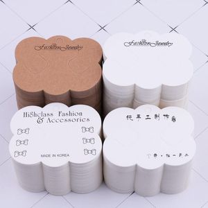 100 stks Kraftpapier Sieraden Kaarten Displays Bruin Witte Wolken Lege Kaart Kartonnen Gift Label Tag Handgemaakte Haar Clip Naaien Naaien Gereedschap