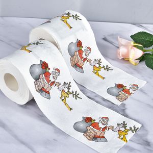 24m Roll Santa Claus Reindeer Christmas Toilet Paper Christmas Decorations Creative Printed Xmas Paper Napkin w
