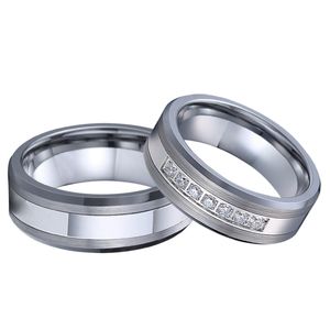 絶対に難告されない現実のタングステンの炭化物リング結婚の宝石類のシルバーカラーラブ同盟のカップル結婚指輪が男性と女性のための結婚指輪