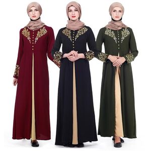 Wholesale long muslim maxi dress evening resale online - Ethnic Clothing Long Sleeve Women Muslim Abaya Turkish Dubai Kaftan Robe Female Eid Mubarak O neck Maxi Dress Slim Evening Gowns