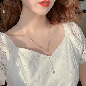 Pendant Necklaces Slimming Japan And South Korea Internet Refined Grace Crystal Y Shaped Necklace Women s Simple All Matching Long Clavicle