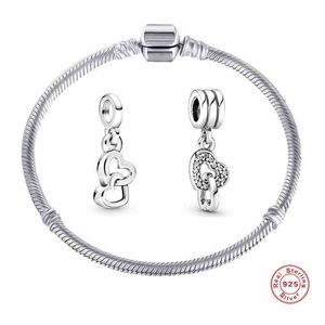amante de forma al por mayor-MC Luxury Zircon Charms Double Charms Heart Beads Fit Pandora Original Sterling Silver Dyy Jewelry Fabricación para las mujeres Amante Pareja