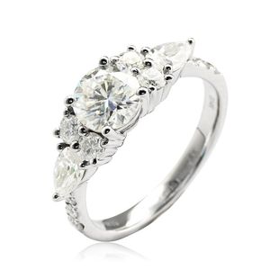 Wholesale 14k white gold real diamond rings resale online - Cluster Rings EDI Moissanites Engagement Ring Real k White Gold cttw Lab Grown Diamond For Women Promise
