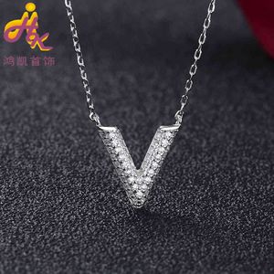 Wholesale v cross resale online - Pendant necklace S925 silver Singapore V shaped micro inlaid car cross necklace classic net red pendant clavicle chain