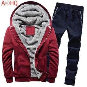 Wholesale winter running outfits for sale - Group buy Men s Tracksuits Winter Men Outfit Set Fleece Hoodies And Pants Fashion Piece Sportswear Tracksuit Running Suit Jogging Workout Clothes