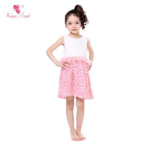Dziewczyna Suknie Kaiya Angel Hurtownie Baby Girl Odzież Rose Flower Girls Dress Party Różowe Letnie Dzieci