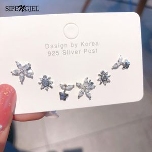 Wholesale earrings for flower girls resale online - Stud SIPENGJEL Fashion Simple Korean Crystal Earrings Set For Women Cute Flower Girls Party Wedding Jewelry