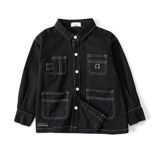 Men s Jackets Spring Children s Wear Boys Black Tooling Denim Jacket