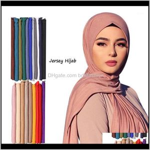 хиджаб хлопок платок оптовых-Шляпы шарфы перчатки мода уверенностиМусмаснитем Hijab женские джерси шарф равнина цветные эластичные хлопковые шали и обертывает оголовье зима теплый л