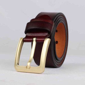Wholesale fat belts resale online - Copper Imitation High Full Grade Cattle Belt Lengthened Fat Man Two layer Cow Pin Buckle for Men s Leather
