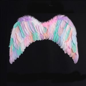 S m l ängel fjäder vingar fancy klä upp kostym födelsedagsfest rekvisita gåva cosplay regnbåge färger för kvinnor flickor prinsessa