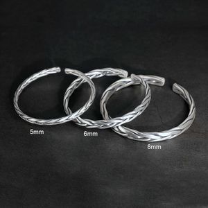Heavy Solid Ren Silver Twisted Bangles Mens Sterling Silver Armband Vintage Punk Rock Style Armband Man Manschett Bangle G0916
