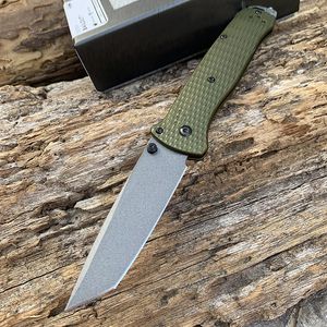 BM537 AUTO Folding Blade HRC D2 steel pocket knifes Aluminum alloy Green Handle Camping Tactical Knives Outdoor EDC Tools with Nylon pouch