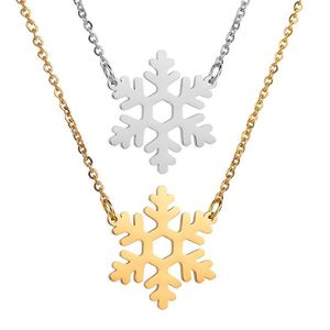 Hängsmycke Halsband Guld Silver Färg Rostfritt Stål Halsband Fairy Snowflake Pendants Lång kedja för män Kvinnor Smycken Gift