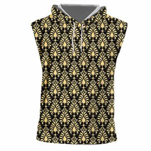 Heren tank tops ifpd hoodie top barokke stijl mannen D print gouden bloemen luxe mouwloze shirts vrouwen fitness vest oversize