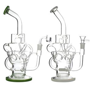 12 Inch Triple Recycler Bong Hookah Big Tall Fab Egg Glass Water Pipes Inline Perc Dab Rigs With Quartz Banger
