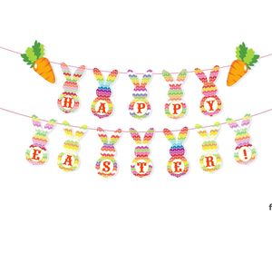 かわいいバニーウサギのバナーガーランドキッズベビーシャワーの誕生日パーティーバーニングイースターの装飾写真ツール写真飾り