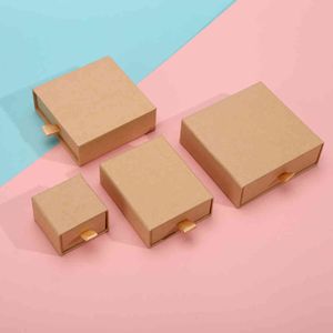 12Pcs Square Jewelry Holder Kraft Paper Boxes Vintage Design Earrings Ring Necklace Christmas Gift Box