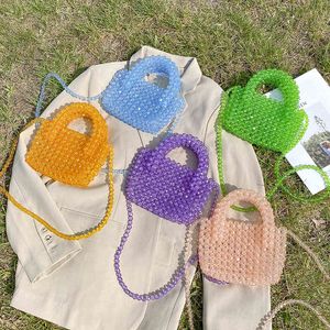 Wholesale bling crystal bag resale online - Transparent Crystal Glass Pearl Bags Women Handmade Handbag Bling Hollow Clear Top Handle Hand Bags Summer Beach Party Purse Bag C0326