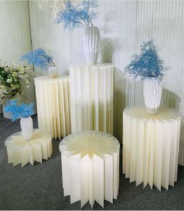 その他のお祝いパーティー用品結婚式の小道具真珠の折り紙円筒形のデザートテーブル折りたたみローマの柱の装飾道ガイド窓