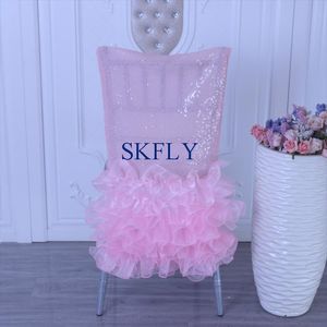 розовый детский стул оптовых-Стул охватывает CH078B уникальный великолепный изготовленный на заказ свадебное украшение свадебной розовой органзы и чехол