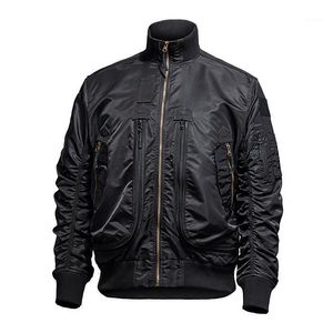 siyah naylon bombardıman ceketi toptan satış-Erkek Ceketler Siyah Renk Askeri Pilot Ceket Erkekler için Naylon Oxford Bombacı Ordusu Tasarım