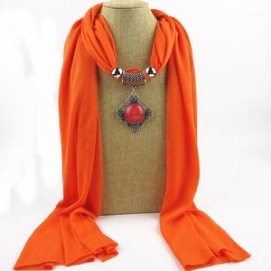 Scarves Korean Necklace Pendant Cotton Scarf Islam Muslim Hijab Winter Female Multifunctional Warm Shawl Alloy Beaded Bib N241