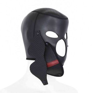 Bondage Unisex Soft Padded Latex Play Dog Headgear Removable Mask Hood Fetish Full Enclosed Head Pet Sex Products