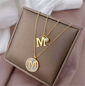 Wholesale letter m pendant necklace resale online - Pendant Necklaces L Stainless Steel Double Layered Necklace With Letter M Simple And Elegant Shell Titanium No Fade