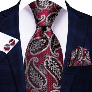 Krawaty Hi Tie Burgundia Brown Paisley Jedwabne Ślubne Krawat Dla Mężczyzn Handky Spinki Spinki Mody Designer Prezent Nectie Business Party