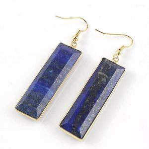 turquoise et lapis lazuli achat en gros de Boucles d oreilles en forme de rectangle de rectangle de rectangle plaqué argent pour femmes turquoises bleue bijoux de pierre pangle lustre