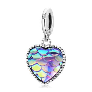 Mix Design s925 sterling silver charms classical fish scale heart pendant enamel resin Charm fit Bracelets necklaces for Women Diy Jewelry Gift