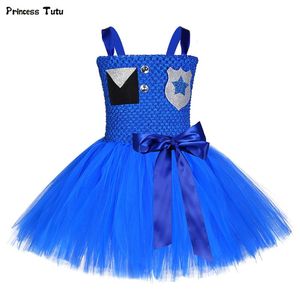 Girl s Dresses Judy Girls Tutu Dress Royal Blue Cartoon Officer Costume For Kids Girl Halloween Carnival Party