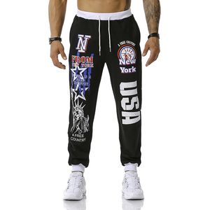 Wholesale football sweatpants resale online - black Men s Pants USA Printed Jogging Outdoor Sports trousers Fitness Football Training Loose Hip Hop Sweatpants WYBM