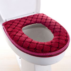 Cover Soft Plush Wasable Winter Warmer Toiletzitting Mat Pad Kussen Badkamer Accessoire rood
