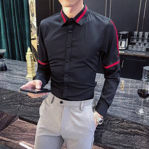 monte kulüp gömlek erkekler toptan satış-T Shirt Değiştirilmiş Tasarım Modu Uzun Kollu Erkek Giysileri için Çizgili Basit Kulübü Ince Fit Rahat Smokin Siyah Homme Kazak Wnat