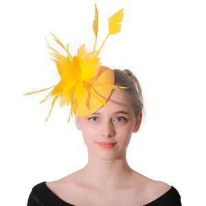 Cocktail Fascinators Yellow Weddings Pillbox Hat For Women Straw Fedora Vintage Red Ladies Church Dress Sinamay Derby Party Hats Hair Access