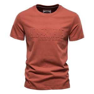 夏の高品質の人気の男性のTシャツTシャツトレンディなソリッドカラーOネックプリントストリートウェア100 ティーシャツオールマッチカジュアルトップス
