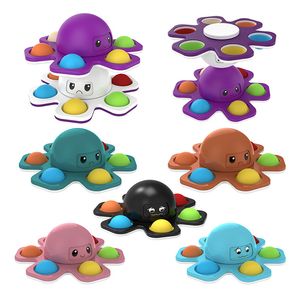 Pop Fidget Speelgoed Squid Game Flip Face Changing Top Octopus Push Bubble Siliconen Sleutelhanger Gyro Spinner Decompressie Creatieve Sensory Dimple Gifts Kinder Volwassenen