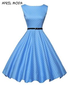 Vintage Plus Size Summer Casual Dress Women Polka Dot Retro Swing Suknia Pin Up Szata s Rockabilly Sun Sukienki