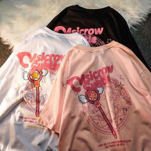 sakura card capteur achat en gros de T shirt Femme Harajuku Sakura Carte Captor T shirt T shirt Sleeve courte Y2K Femmes Kawaii Magie Wand