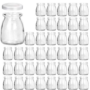 Storage Bottles Jars Glass Clear Yogurt With PE Lids Pudding Ideal For Honey Wedding Favors Shower Favors