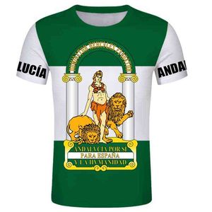 fc t gömlek toptan satış-Andalucia Ücretsiz Özel Cordova FC TShirt İspanyol Tişörtleri Bayrağı Amblem Tee Gömlek DIY Özerk Topluluk Adı Numarası T Gömlek X0602
