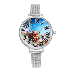 santa uhren großhandel-Armbanduhren Legierung Quarz Uhren Runder Zifferblatt Mode Lässig Santa Claus Weihnachten LXH