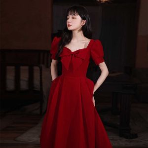 Luxury Evening Dress Wine Red Toast Bride Back Door Dr Can Wear Autumn Small Men at Ordinary Tim