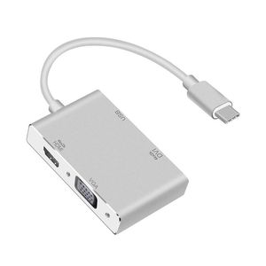 vga plugs venda por atacado-Plugues de alimentação inteligentes em USB Tipo C para VGA DVI Saída Estenda Hub K P D Video Converter para Laptops MacBook Chrombook