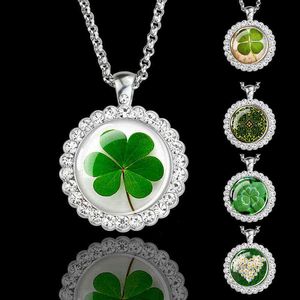 Irish Pride Clover Leaf Shamrock Necklace Lucky Grass Pendant Necklaces St Patrick Day Jewelry Gift for Women Men