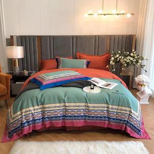 Sängkläder sätter digital Clear Printed Luxury TC Egyptisk bomullsuppsättning Queen King Duvet Cover Bed Sheet Pillowcases Soft Easy Care