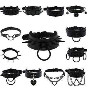 Wholesale belt jewelry resale online - Halloween Emo Cosplay All Black Goth Choker Necklaces for Women Men Punk Spike Rivet Round Heart Bell Belt Y2k Jewelry